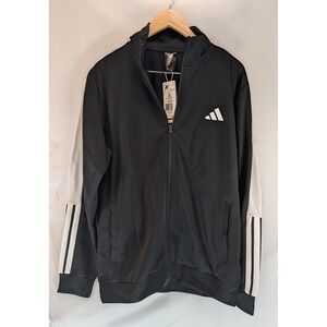 Adidas Mens 3-Stripes Track Top Jacket Black White JL8596 Size L NWT